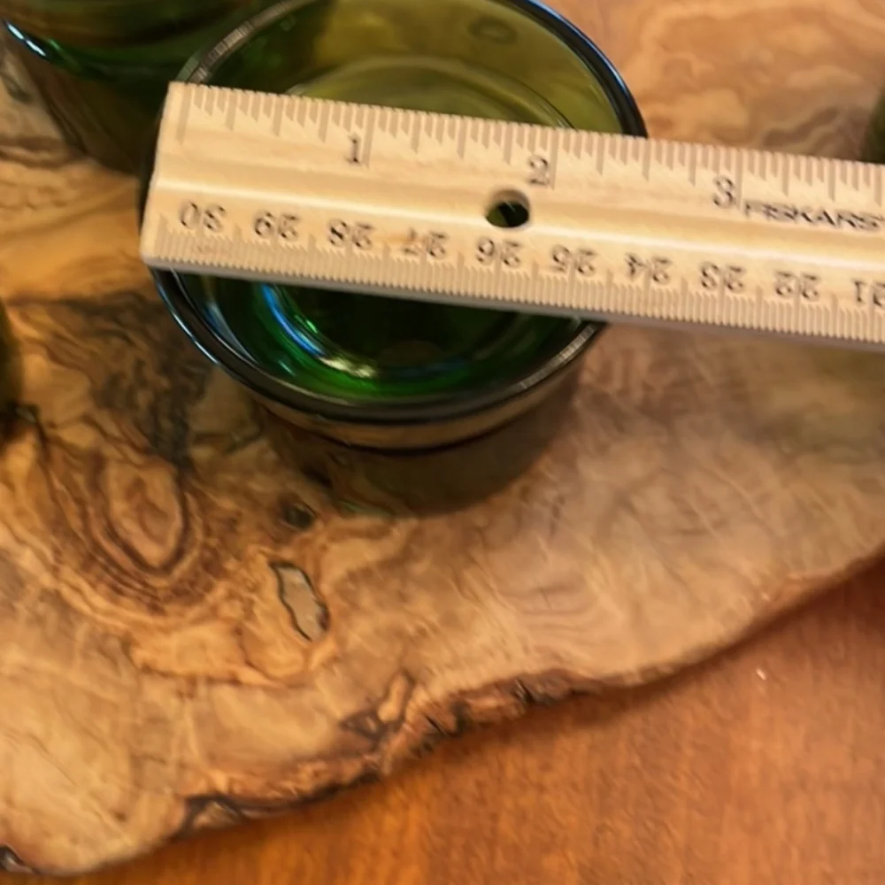 4 Vintage DANSK DESIGN DENMARK Green Glass Candle Holders Mid Century Modern 60s